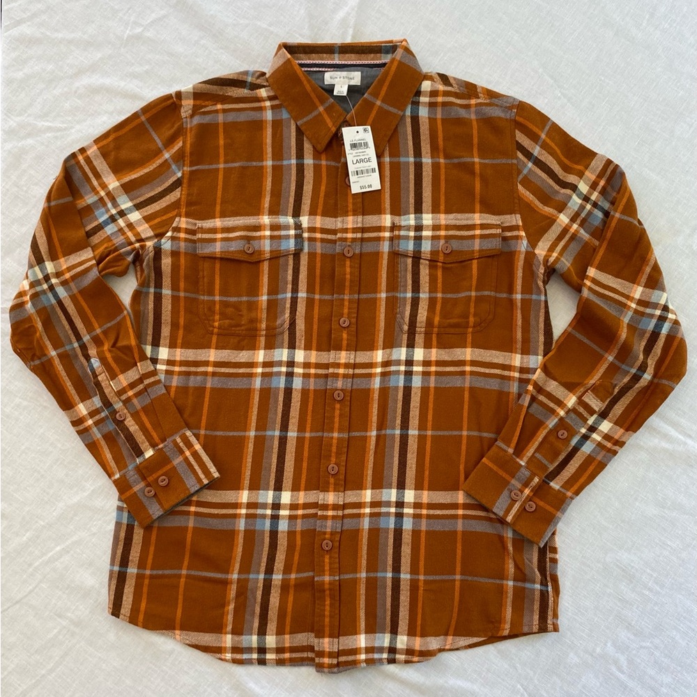 Sun and Stone Flannel Button Down Shirt L